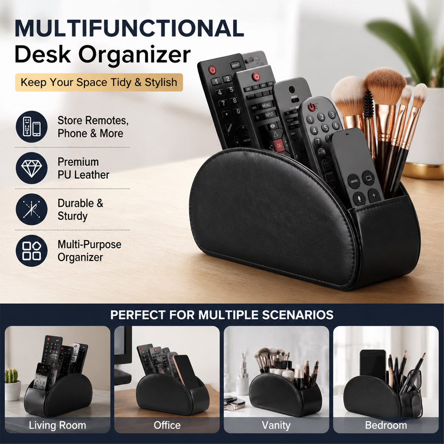 Home Office Setup - 1Pc 5 Grid PU Leather Desktop