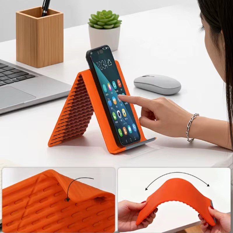 Home Office Setup - Flexible Foldable Silicone Phone Holder Portable