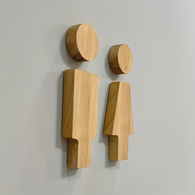 2PCS Wooden Bathroom Sign for  - đánh giá và giá Home Office Setup