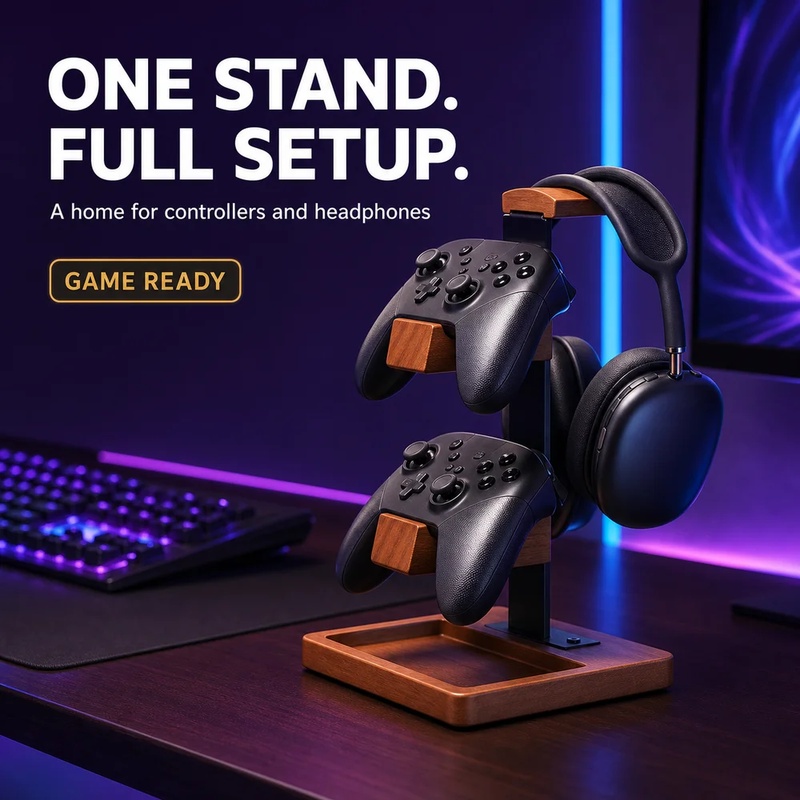 Wooden Headphone Stand Gaming  - đánh giá và giá Home Office Headset