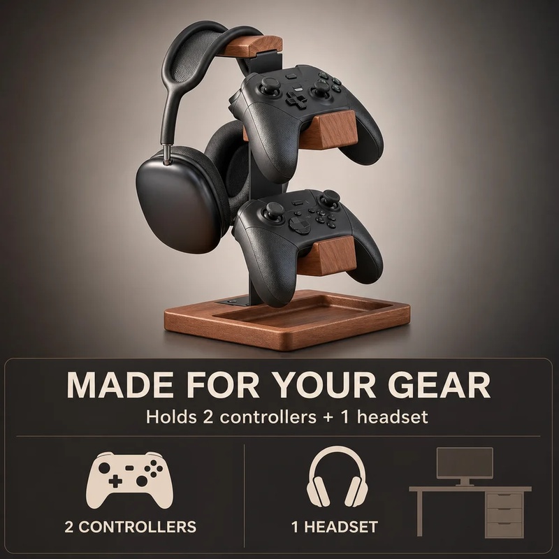 Wooden Headphone Stand Gaming  - đánh giá và giá Home Office Headset