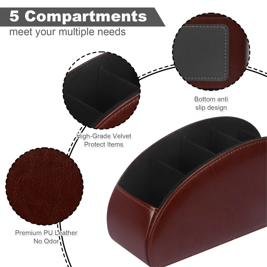 1Pc 5 Grid PU Leather Desktop  - đánh giá và giá Home Office Setup