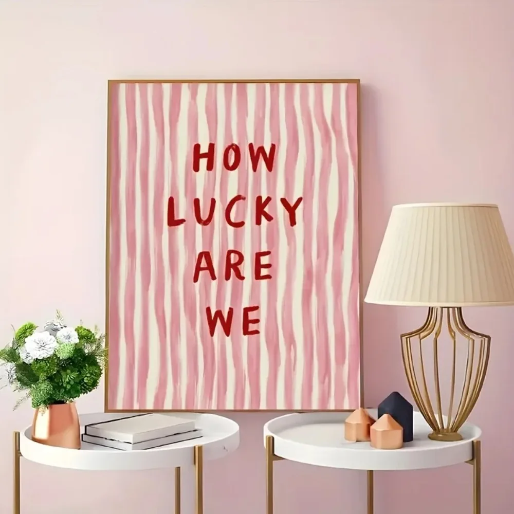 How Lucky Are We Pink Red Stri - đánh giá và giá Home Office Inspiration