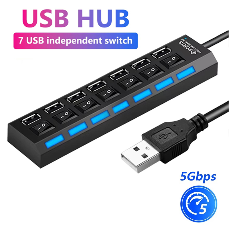 7 Port USB 2.0 Hub Splitter Fo - đánh giá và giá Home Office Setup